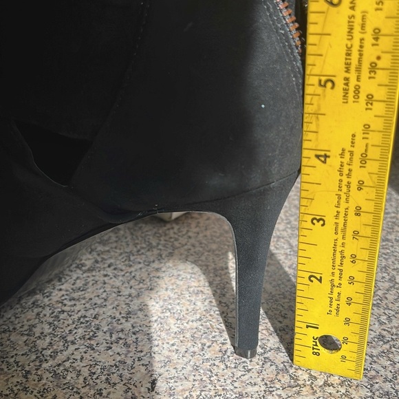 WHBM Womens 10M Black Suede Kitten Leather Heels Goth Grunge Zip Dust Box New - Picture 12 of 12